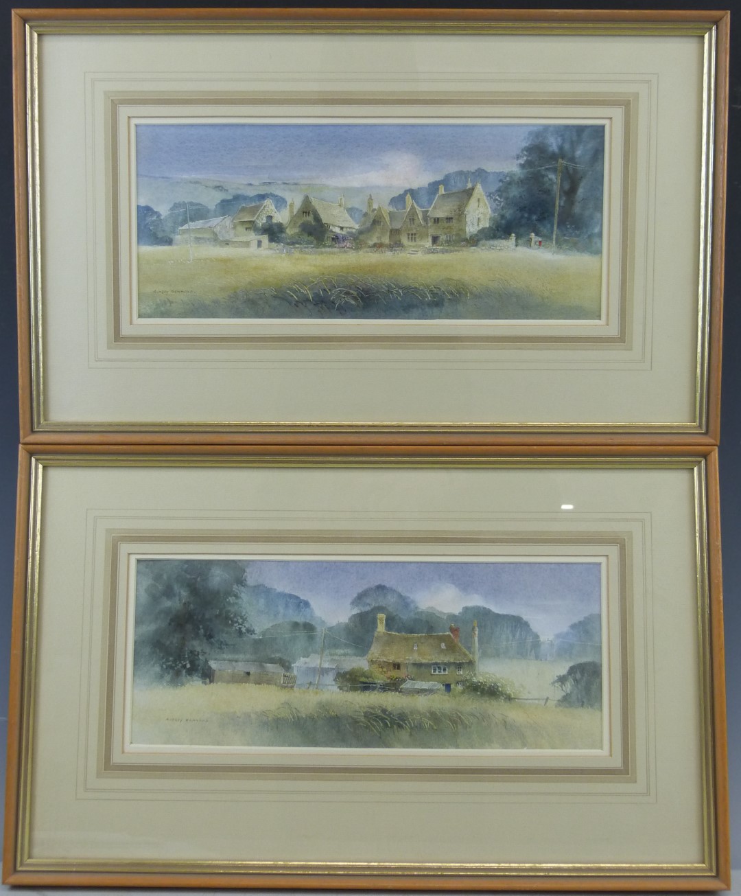 Audrey Hammond (British 20thC) pair of watercolours of Cotswold house and hamlet, both signed