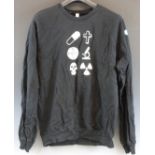 A black Damien Hirst/ Science sweatshirt with Hirst spot design to sleeve and logos front and