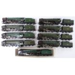 Nine Tri-ang, Hornby and similar 00 gauge model railway BR 4-6-2 Britannia locomotives.