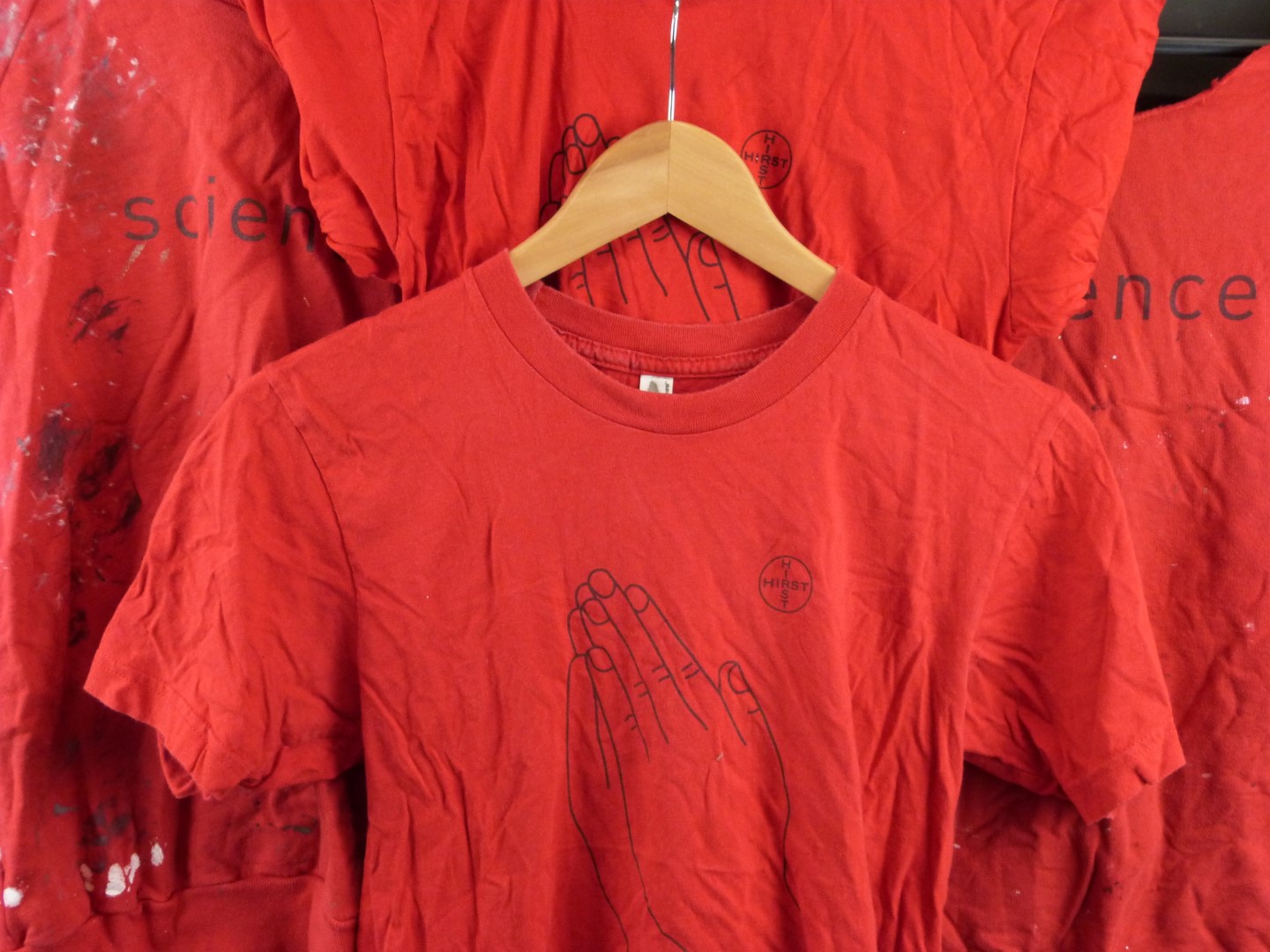 Four red Damien Hirst/ Science sweatshirts/ T-shirts with Hirst logos front and back, size S, - Image 2 of 3