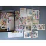 A box of all world stamps and covers and stockbook and a Royal Mail stamp album, Commonwealth mini