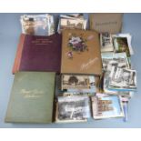 Three albums and various loose postcards to include Hindhead, Vanguard motor accident Handcross July
