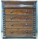 Victorian mahogany chest of five drawers with rope twist decoration, W107 x D54 x H123cm