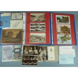 Two albums and loose postcards, mainly Edwardian portraits, humorous, topographical etc
