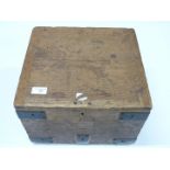 A metal bound twin handled oak box, W45cm