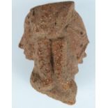 African tribal Nok pottery double sided bust, H13cm