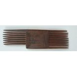 African tribal carved comb, Somalia H24cm