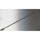 Unusual African spear of all metal construction, with 8cm oval blade and 8cm spike, overall 154cm,