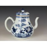 An 18thC Chinese blue and white teapot with invoice c1970, H19cm