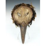 African tribal carved fish eagle mask, Democratic Republic of the Congo, H42cm