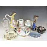 A collection of 19th/20thC ceramics and glass including Villeroy and Boch glass covered goblet,