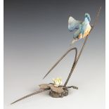 Albany Fine China, Worcester, porcelain and bronze kingfisher figure, H42cm