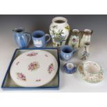 A collection of ceramics including Winchcombe Pottery salt pig, jug and further studio pottery,