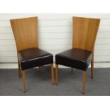 A set of six Italian designer Tonon upholstered oak or elm dining chairs, H90cm