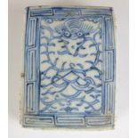 A 19thC Chinese blue and white ink box with bird decoration, W9.5 x D7.5 x H3.5cm