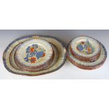 Approximately 19 pieces of Masons dinnerware hand decorated in the Jardiniere pattern