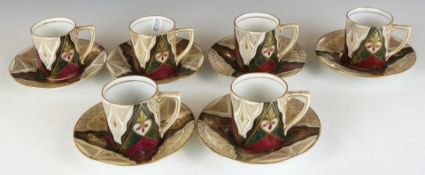 Six Royal Vienna coffee cups and saucers