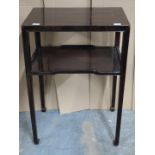 Chinese altar style table with undershelf, raised on straight legs and gnarled feet W59 x D39 x