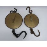 Two Salter No20T Trade spring balances with circular brass dials, one marked R.Silcock & Sons Ltd