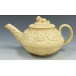 Wedgwood Drabware teapot with spaniel dog finial, length 18cm