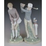 Lladro Male and Female golfing figures, tallest 28cm
