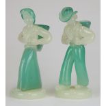 Pair of glass figures in the Archemide Seguso alabastro Murano style, H24cm