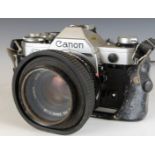 Canon AE1 SLR camera with 50mm 1:1.8 lens