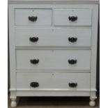 Victorian painted pine chest of two over three drawers, W95 x D44 x H111cm