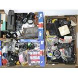 Large quantity of cameras and accessories to include Kodak No. 3 folding Brownie, Braun Paxette,