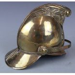 Brass LCC LFB Fire Brigade novelty miniature helmet collecting box, height 14cm