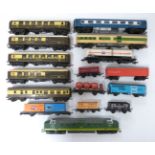 Sixteen Hornby and similar 00 gauge model railway locomotives, coaches and wagons comprising Lima