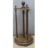 A vintage mahogany snooker or pool cue stand to accommodate 23 cues, H124cm