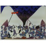 Hideo Takeda (Japanese b1948) signed limited edition 128/185 print of soldiers with naked women,