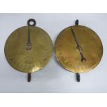 Two Salter spring balances with circular brass dials, one No85 to weigh 300lb, the other also to