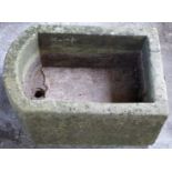 Natural stone D end trough or sink, L 67 x W 47 x H 33cm