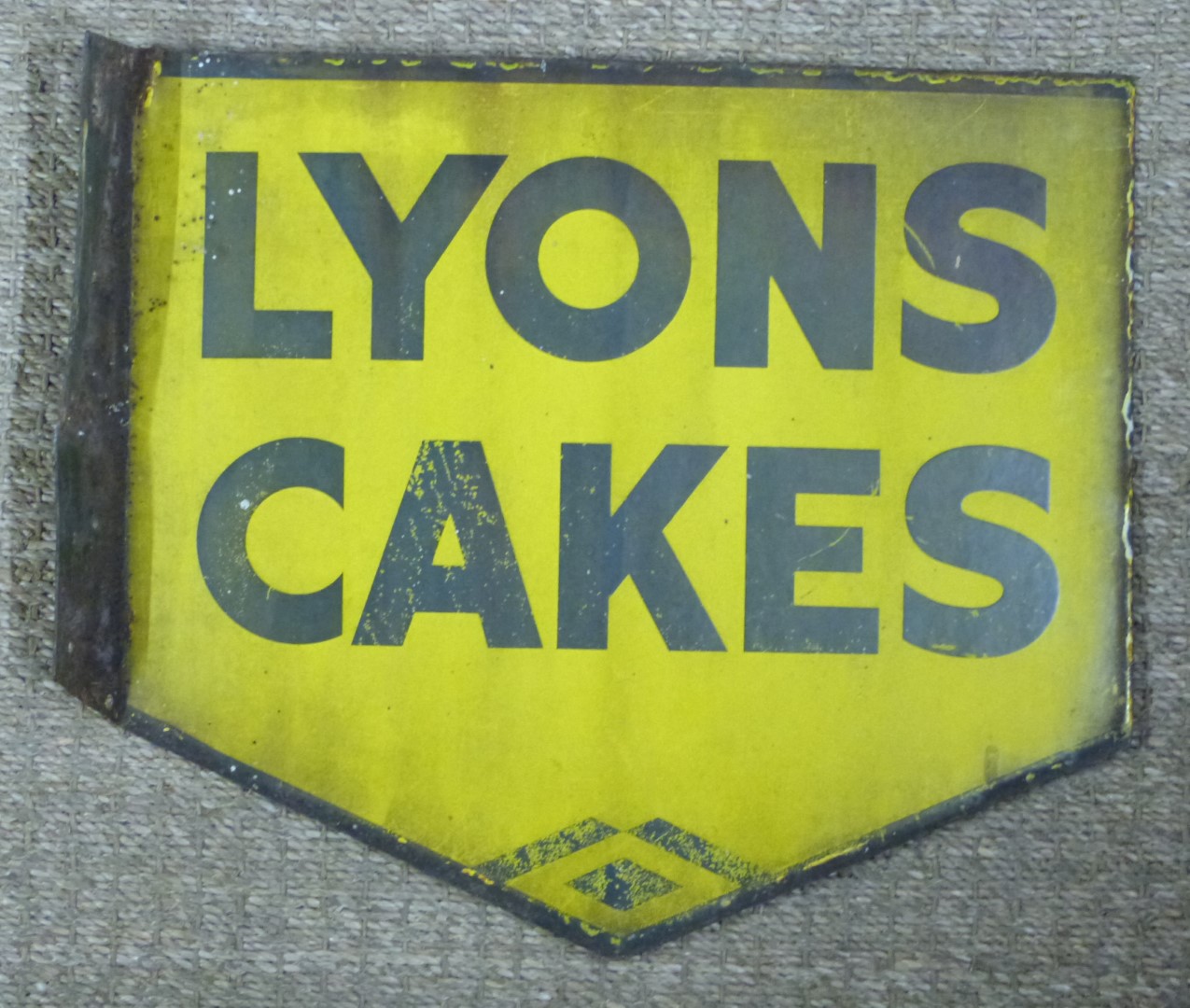 Lyons Cakes double sided vintage enamel advertising sign, 39.5 x 44cm - Image 2 of 3