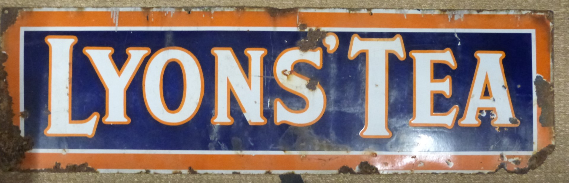 Lyons tea vintage enamel advertising sign, 46 x 153cm - Image 2 of 2