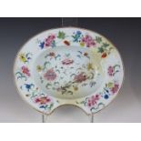 A 19thC Chinese famille rose barber's dish, 26x32cm