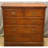 A 19thC mahogany chest of two over three graduated drawers, W101 x D46 x H106cm