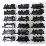 Eighteen Tri-ang, Hornby and similar 00 gauge model railway BR 0-6-0T tank locomotives.