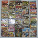 Fifty-one British and American Western related comic books including Gold Key, Fawcett/ Miller etc.