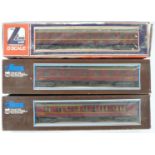 Three Lima 0 gauge model railway LMS passenger coaches, all in original boxes.