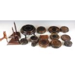 A small collection of Chinese wooden stands