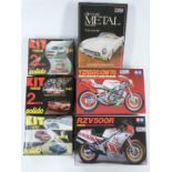 Six model vehicle kits comprising three Solido 1:43 scale metal cars, Monogram 1:24 scale 53