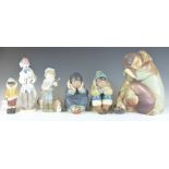 Six Lladro figures including four Eskimos, tallest 23cm