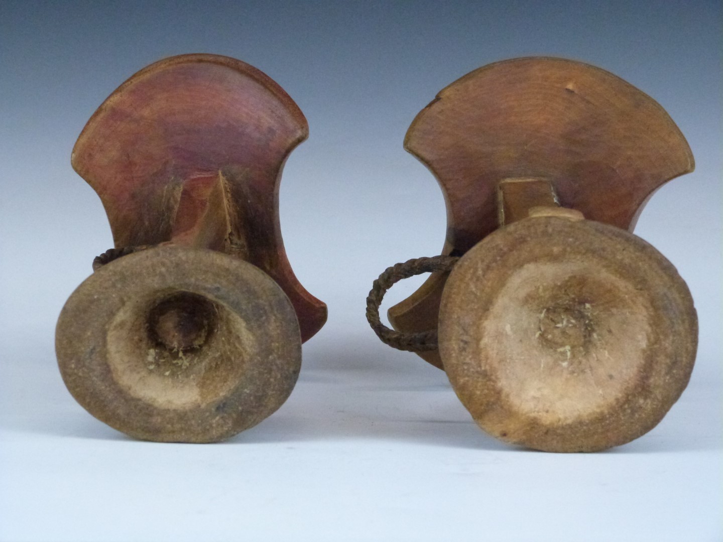 Two carved African tribal headrests with braided leather handles, Ileret, Latee Turkana region, - Image 4 of 4