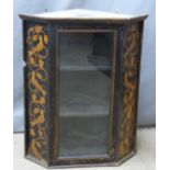 A 19thC glazed corner cupboard decorated with birds, W56 x H68cm