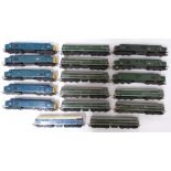 Seventeen Tri-ang, Hornby and similar 00 gauge model railway Class 37 and 47 diesel locomotives.