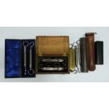 Eight cased Salter spring balances comprising pair in fitted case, letter scales in pouch, small