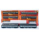 Thirteen Tri-ang and Hornby 00 gauge model railway BR Mk III coaches, most in boxes.